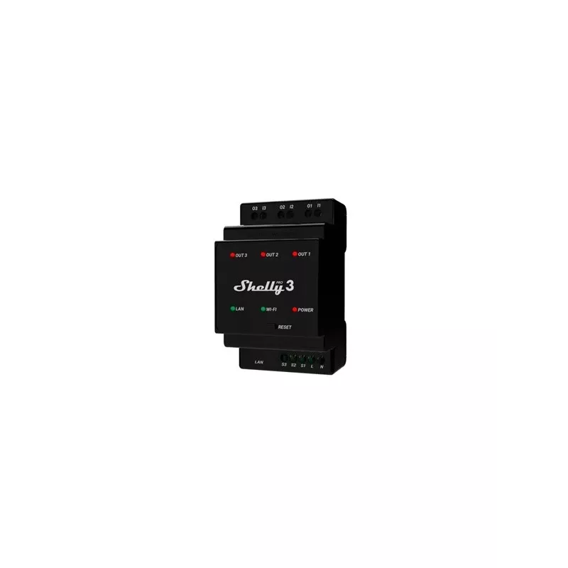 Shelly Pro 3 DIN-Schienen-WiFi/LAN/Bluetooth-Relais-Schalter