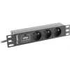 Steckdosenleiste LANBERG PDU-03E-0200-BK — 1HE, 3x Typ-E-Steckdosen, 220–250 V, 16 A, 2 m Kabel, schwarz