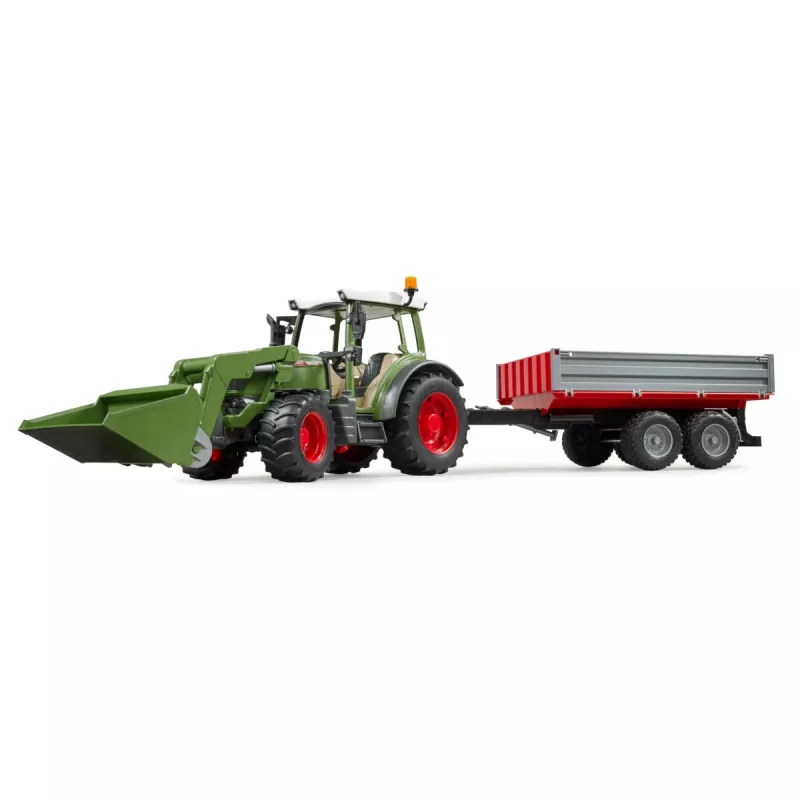 Spielzeugtraktor BRUDER Fendt Vario 211 mit Frontlader und Seitenanhänger