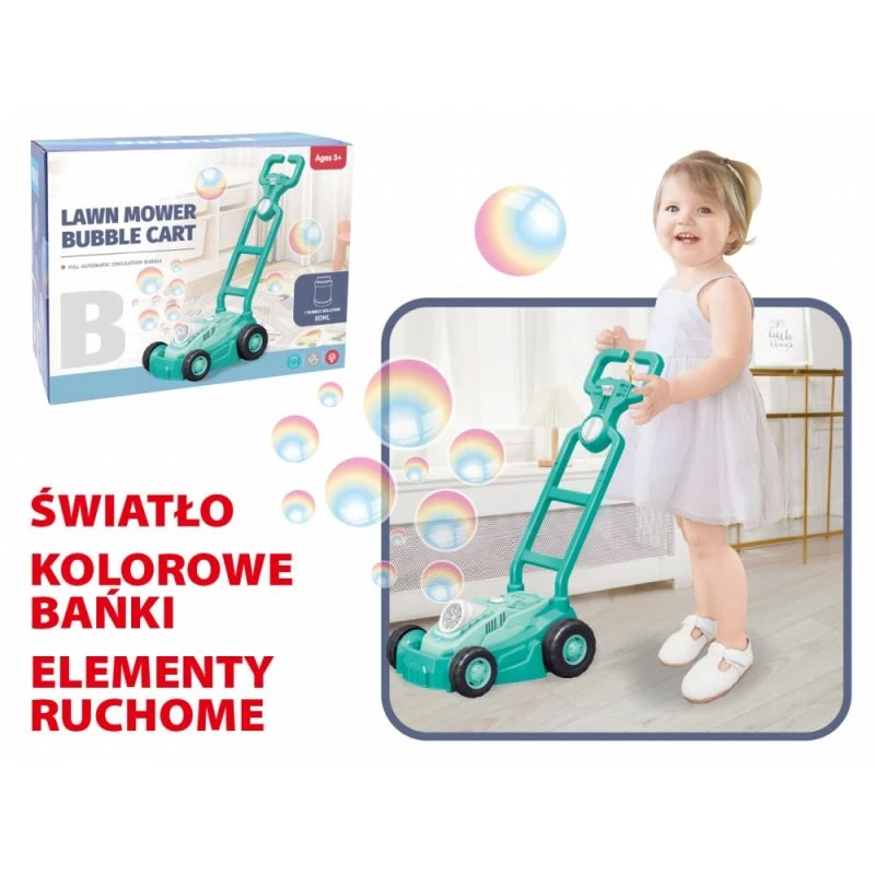 Aufsitz-Rasenmäher mit Seifenblasen Madej 007946 blau mit Seifenblasen und realistischem Sound, Outdoor-Spielzeug für Kinder