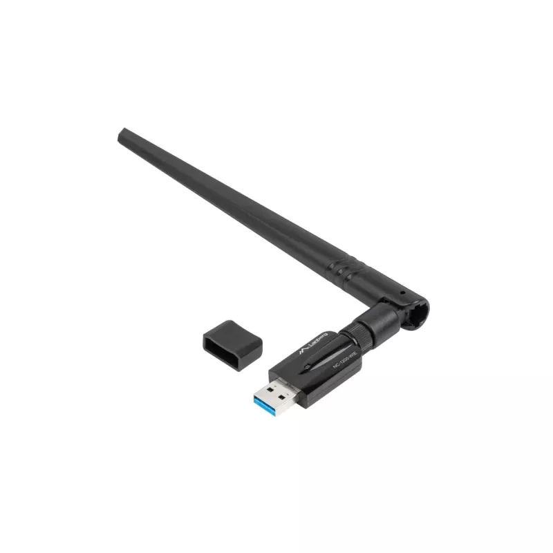 Interne WLAN-Karte LANBERG NC-1200-WIE — Dualband-USB-WLAN-Adapter, RTL8812BU, bis zu 1200 Mbit/s, externe 2x2 Antennen (5 dBi), schwarz