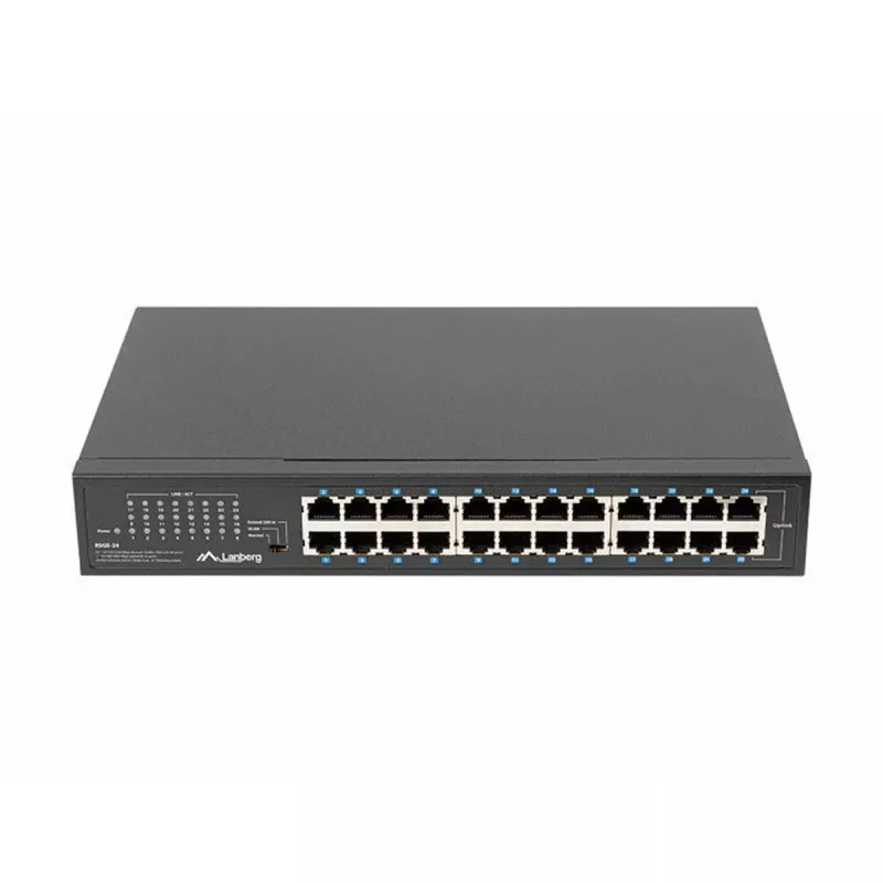 Unmanaged Switch LANBERG RSGE-24 — 24× Gigabit Ethernet 1U, rack-montierbar, schwarz