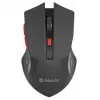 Funkmaus DEFENDER ACCURA MM-275 RF, optisch, beidhändig, 1600 DPI, USB-RF-Empfänger, 5–6 Tasten, schwarz/rot