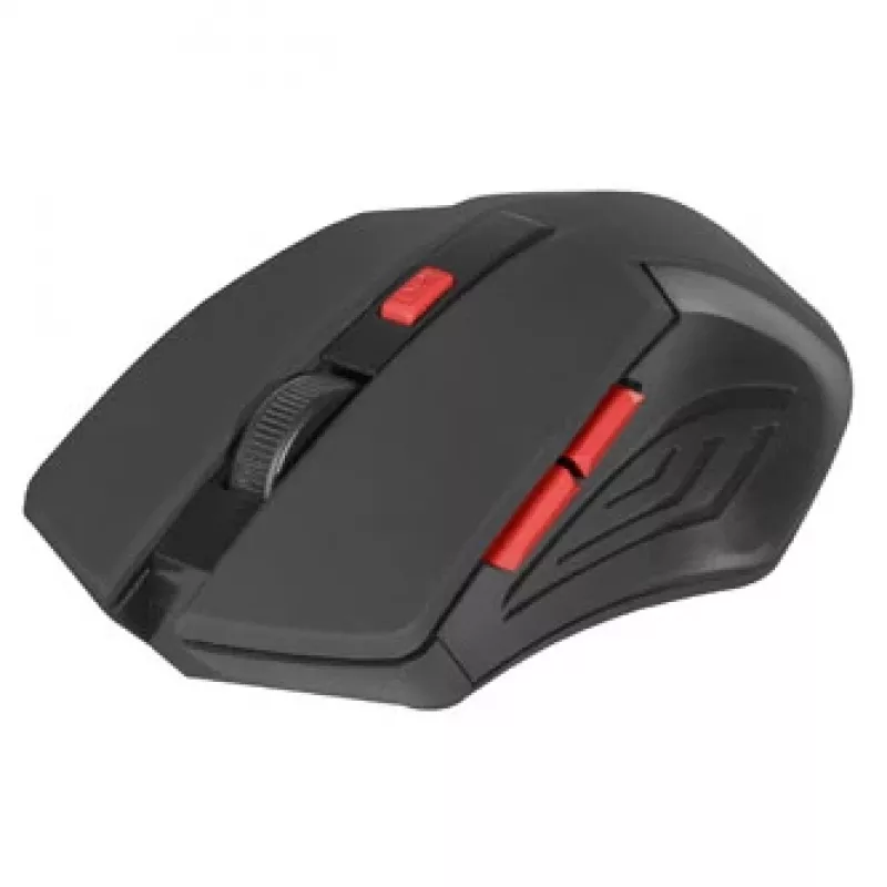 Funkmaus DEFENDER ACCURA MM-275 RF, optisch, beidhändig, 1600 DPI, USB-RF-Empfänger, 5–6 Tasten, schwarz/rot