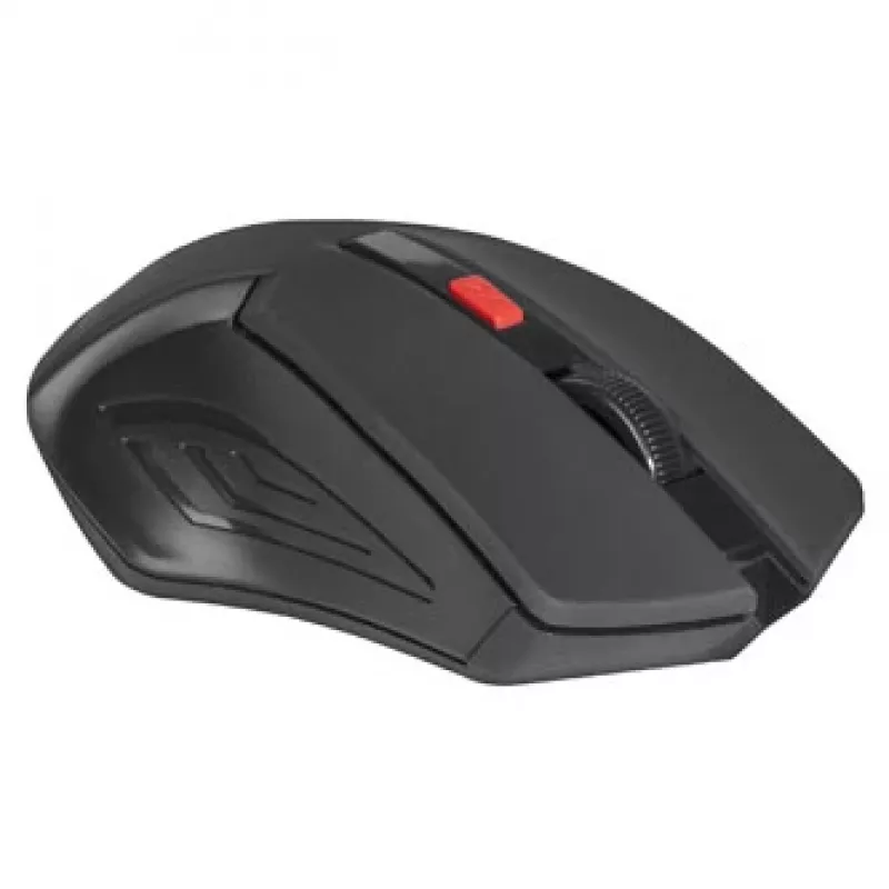 Funkmaus DEFENDER ACCURA MM-275 RF, optisch, beidhändig, 1600 DPI, USB-RF-Empfänger, 5–6 Tasten, schwarz/rot