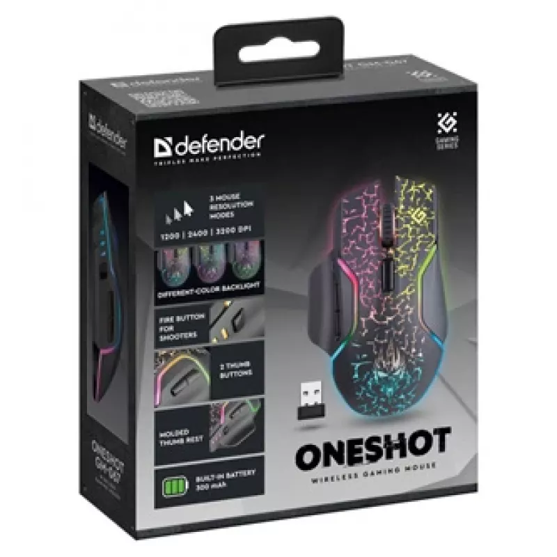 Defender Oneshot GM-067 Maus Gaming Rechtshänder RF Kabellos + USB Typ