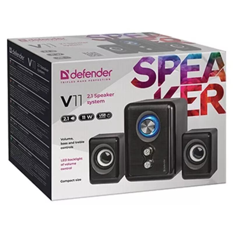 DEFENDER Lautsprecher V11 11 W kabelgebunden 2.1 Desktop-Satellitenlautsprecher, USB 5 V, schwarz
