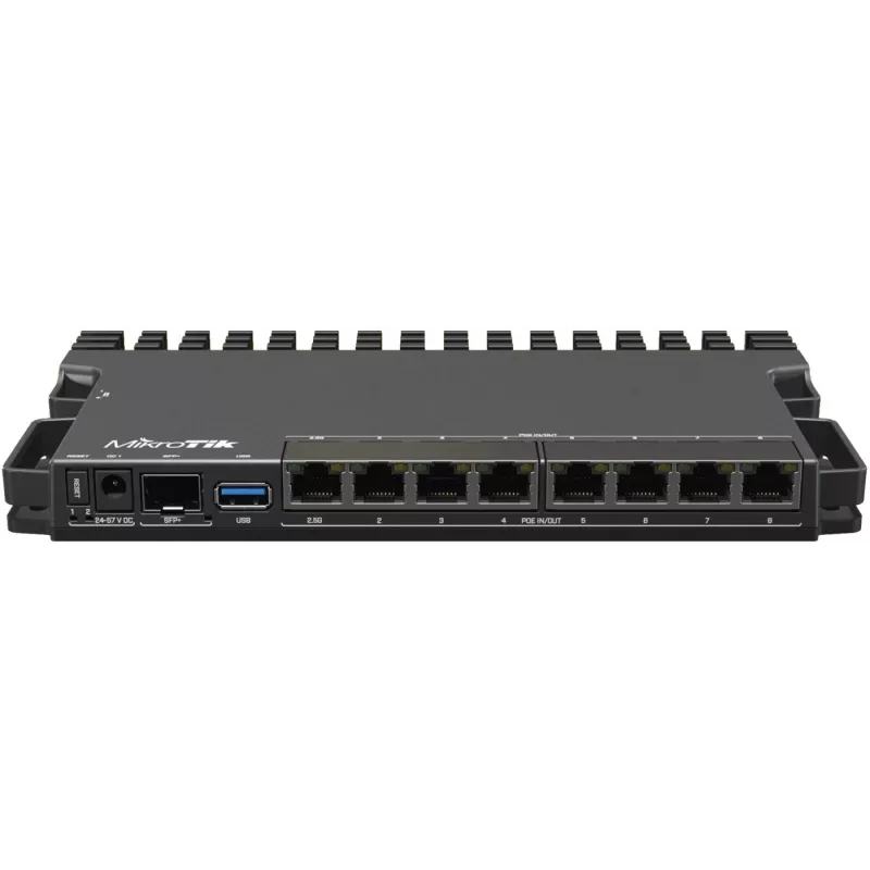 Kabelgebundener Router MikroTik RB5009UPR+S+IN — 8x RJ-45 PoE-Ports, 2,5GbE, SFP+-Steckplatz, RouterOS