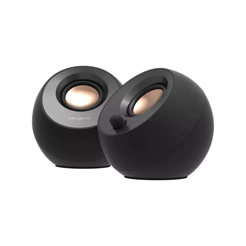 CREATIVE Pebble V3 Minimalistische 2.0 USB-C Desktop-Lautsprecher mit USB-Audio, Clear Dialog Enhancement, Bluetooth 5.0, 8W RMS mit 16W Spitzenleistung
