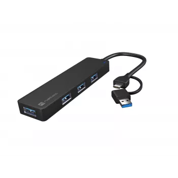 USB Hub NATEC Mayfly USB 3.2 Gen 1 Type-A Type-C 5000 Mbit/s Schwarz