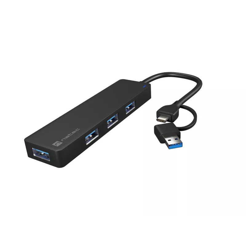 USB Hub NATEC Mayfly USB 3.2 Gen 1 Type-A Type-C 5000 Mbit/s Schwarz