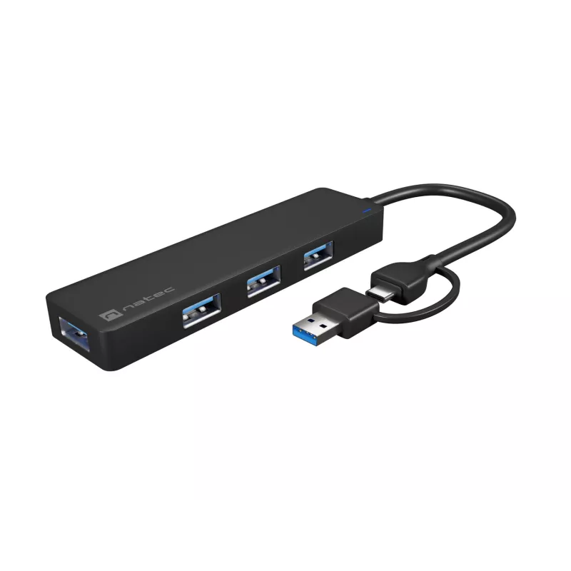 USB Hub NATEC Mayfly USB 3.2 Gen 1 Type-A Type-C 5000 Mbit/s Schwarz