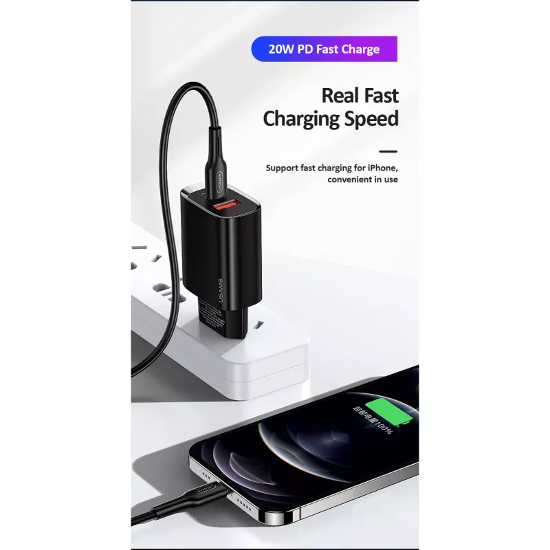 Ladegerät usams T35 20W PD3 USB-C auf USB Schnellladeadapter