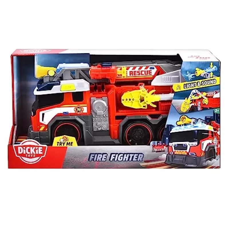 Feuerwehr-Spielzeugauto Dickie Modell 203307000 — batteriebetrieben, ab 3 Jahren, Farben: Schwarz/Blau/Rot/Weiß/Gelb