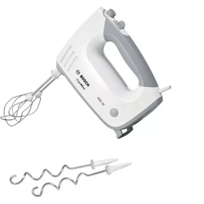 Handmixer Bosch MFQ36400 — 450 W, 5 Geschwindigkeiten, Turbo, 1,3 m Kabel, grau/weiß