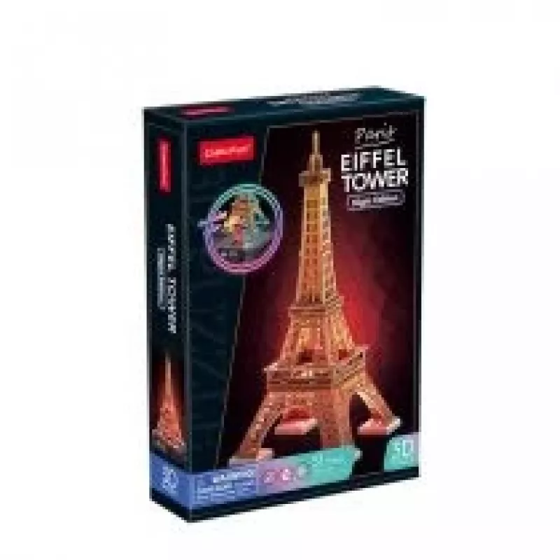 3D Puzzle Cubicfun Eiffelturm Nacht Edition LED von cubicfun Modell 306-L534H – beleuchtetes architektonisches 3D-Puzzle