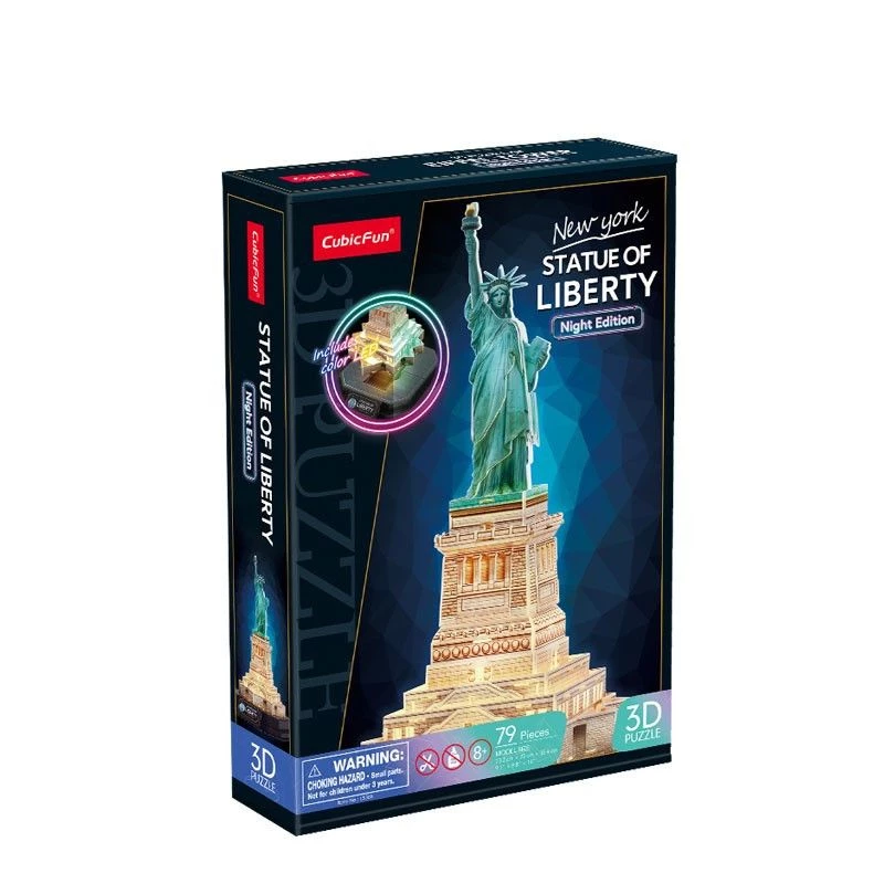 3D Puzzle CubicFun 306-L536H LED Freiheitsstatue Nacht Edition — Modellbausatz mit LED-Beleuchtung