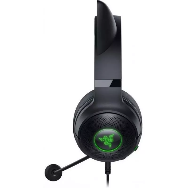 Kraken Kitty V2 - Schwarz, Gaming-Headset, Kitty-Ohren, Stream-Reaktive Beleuchtung, HyperClear-Kardioidmikrofon, 40-mm-TriForce-Treiber, integriertes Mikrofon in den Ohrmuscheln, Razer Chroma RGB (Ohr und Ohrmuscheln), Surround Sound: Nur verfügbar unter