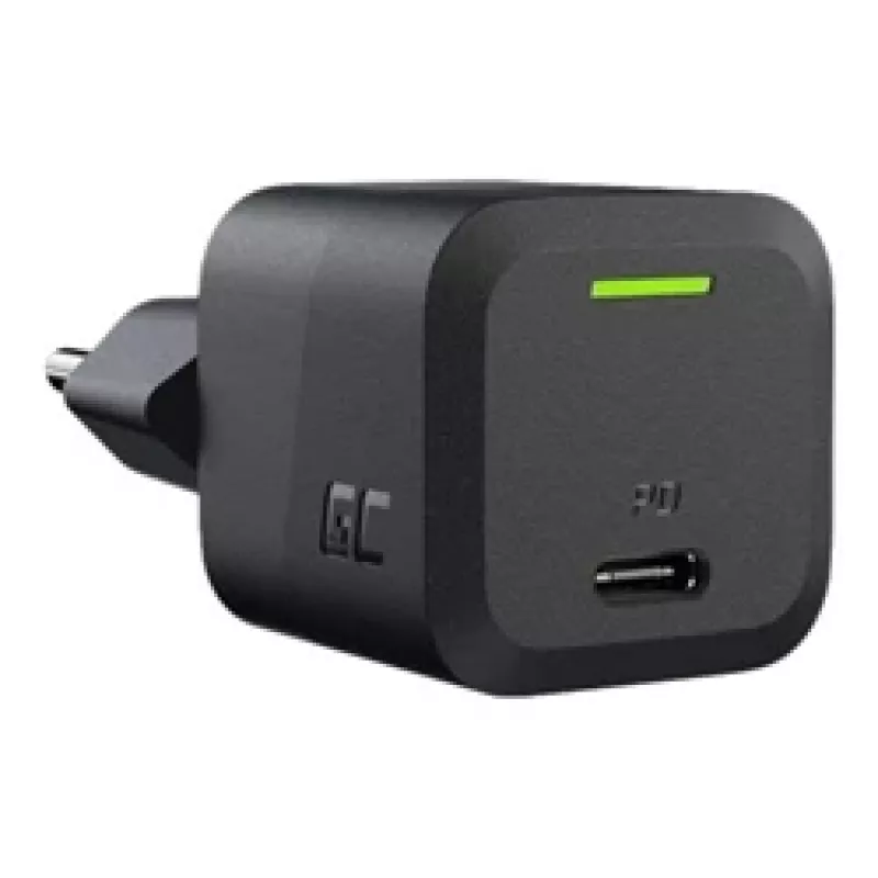 Ladegerät für Mobilgeräte Grün Cell CHARGC06, USB-C 33W, Quick Charge 3.0, AC-Eingang 100–240V, schwarz