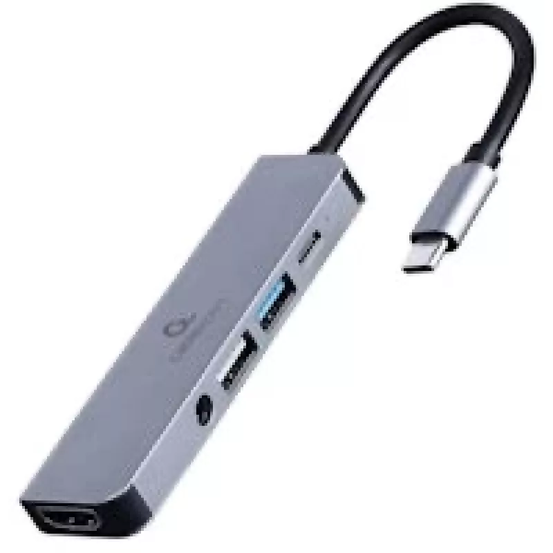 Gembird A-CM-COMBO5-02 Laptop-Dock/Port-Replikator Kabelgebunden USB 3.2 Gen 1 (3.1 Gen 1) Type-C Silber