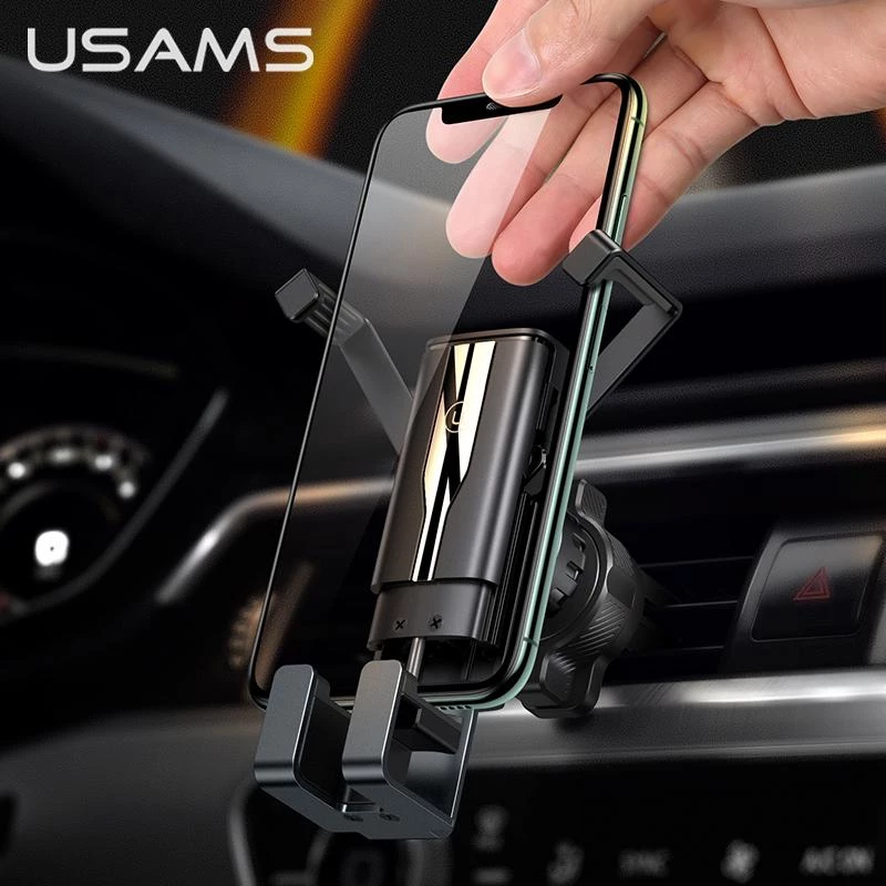 USAMS Auto Handyhalterung 4,7-7 Zoll Universal Handyständer im Auto Schwerkraft Smartphone Halter Lüftungsklammer Halterung GPS Unterstützung für iPhone Xiaomi Samsung
