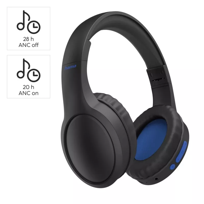 Hama 00184160 Kopfhörer/Headset Kabelgebunden & Kabellos Kopfband Anrufe/Musik USB Typ-C Bluetooth Schwarz, Blau