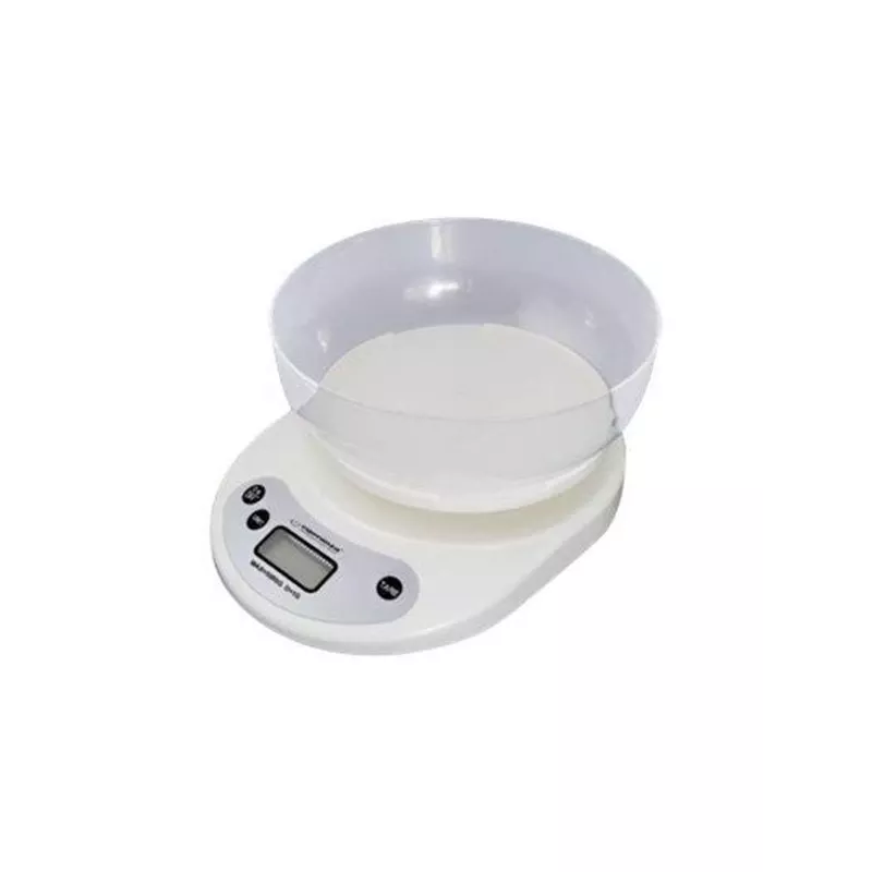 Elektronische Küchenwaage ESPERANZA EKS007 — 5 kg Kapazität, 1 g Genauigkeit, weiß