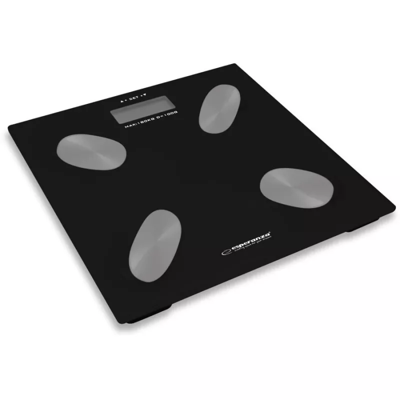 Elektronische Personenwaage ESPERANZA EBS022K — digitale Fettwaage, gehärtetes Glas, 180 kg, BMI, 12-Benutzer-Speicher