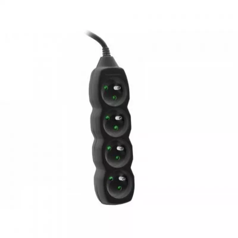 Tracer PowerCord Verlängerungskabel, 4 Steckdosen, 3 m, Schwarz