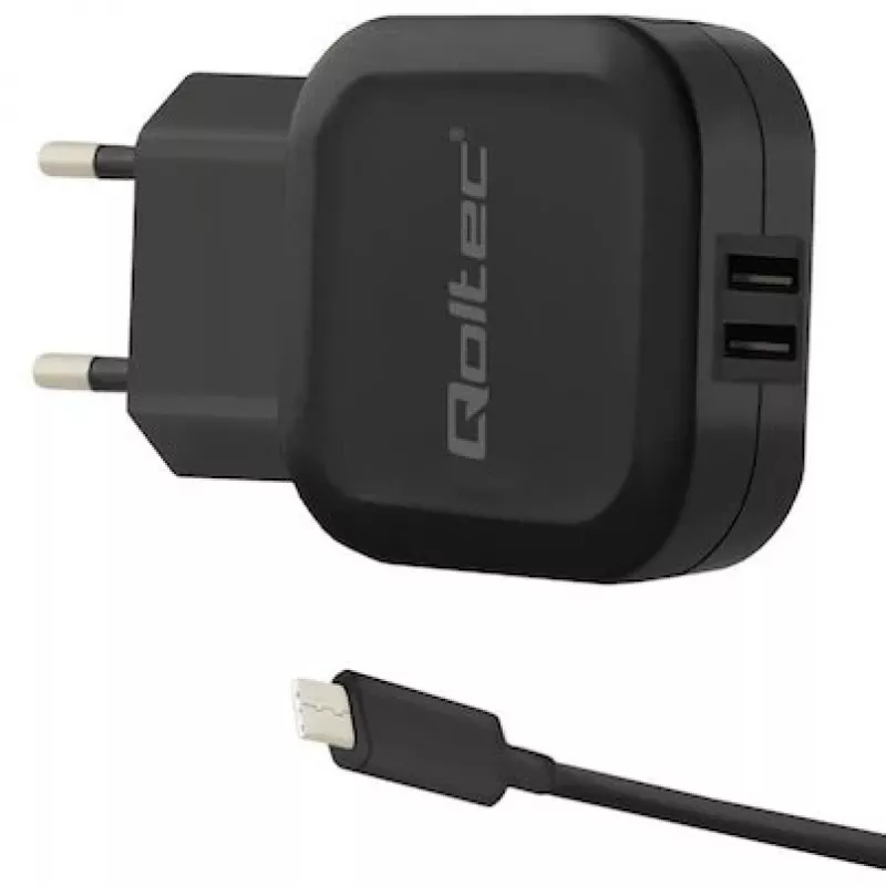Qoltec 50188 Ladegerät für mobile Geräte Laptop, Smartphone, Smartwatch, Tablet, Telefon, Universal Schwarz AC, DC Innenbereich