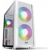 PC-Gehäuse MODECOM AMIRANI ARGB Midi Tower Weiß — ATX/ITX, 35 cm GPU, 16,5 cm CPU-Kühler, 2x200 mm Lüfter