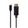 USB-Grafikadapter Gembird A-CM-DPM-01 mit USB-C, unterstützt bis zu 3840×2160, USB 2.0 / 3.2 Gen 2, schwarz, 2 m Kabel