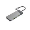 USB‑Typ‑C‑Hub Grün Cell HUBGC01 — 7 Anschlüsse: 3×USB‑A 3.2 Gen 1, 1×USB‑C 3.2 Gen 1, HDMI, microSD+SD-Kartenleser — Silber