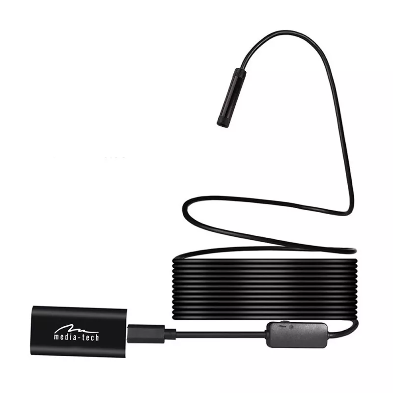 WiFi-Endoskop MEDIA-TECH MT4099, 8 mm Sonde, 5 m Kabel, IP67, 1280×720@30fps, 70° Betrachtungswinkel, 800 mAh Akku