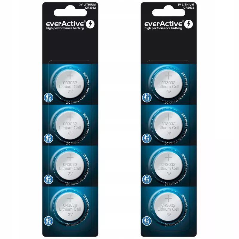 Knopf-Lithiumbatterie everActive CR3032, 3V, 580 mAh, Knopfzelle, 4er-Pack