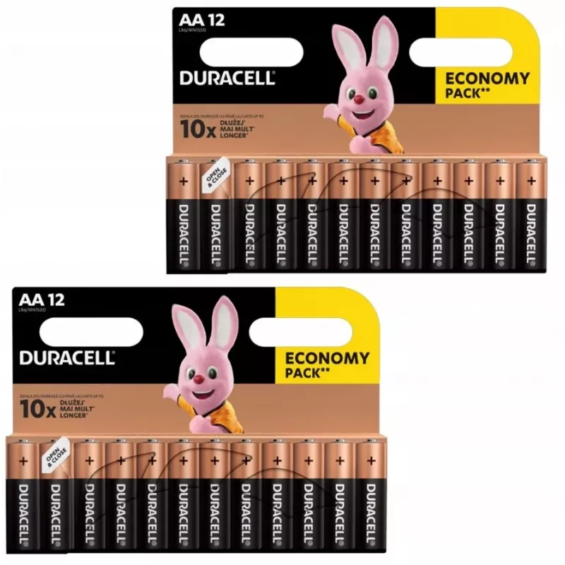 Duracell Alkaline AA (LR6) Batterienpackung — 24 Zellen, Einweg