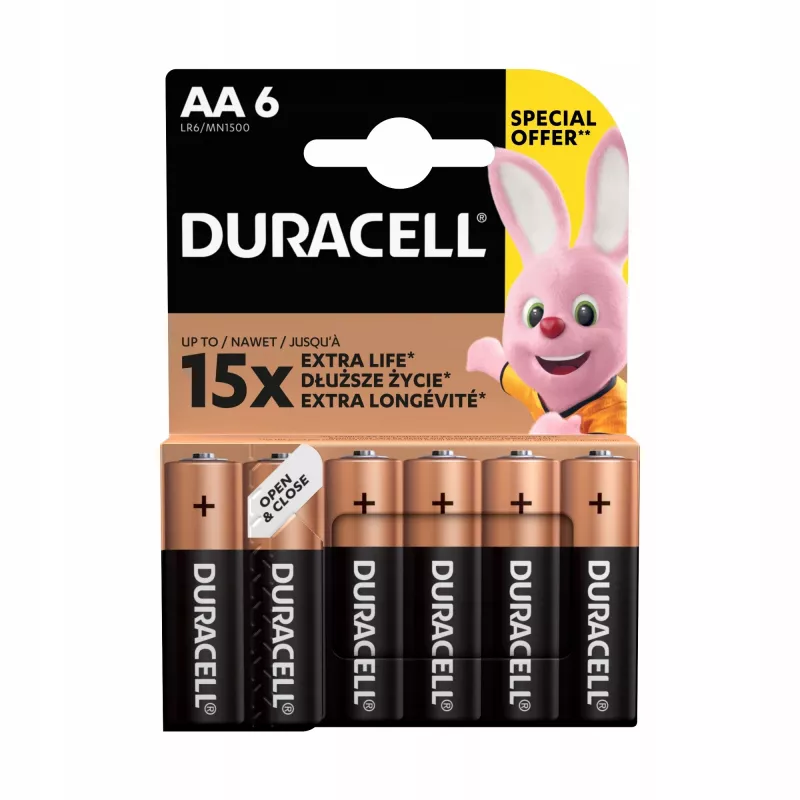 Batteriepack Duracell Basic AA / LR6 — 6 Stück (Alkaline)