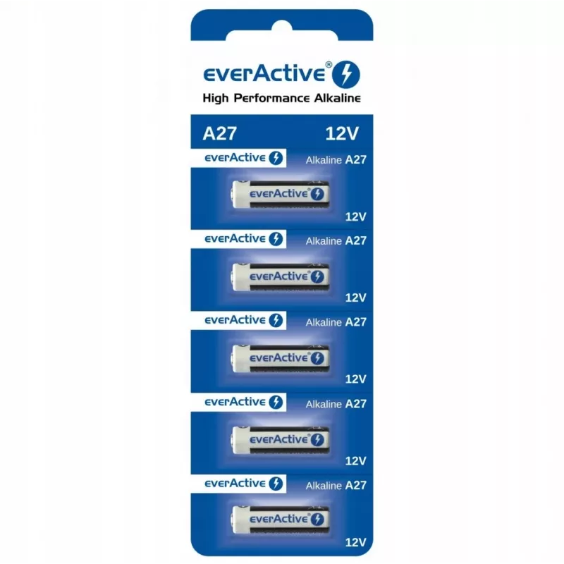 Wiederaufladbarer Batteriesatz everActive 27A5BL, alkalisch 12 V, zylindrisch, 5 Stück, 27,3 × 7,62 mm