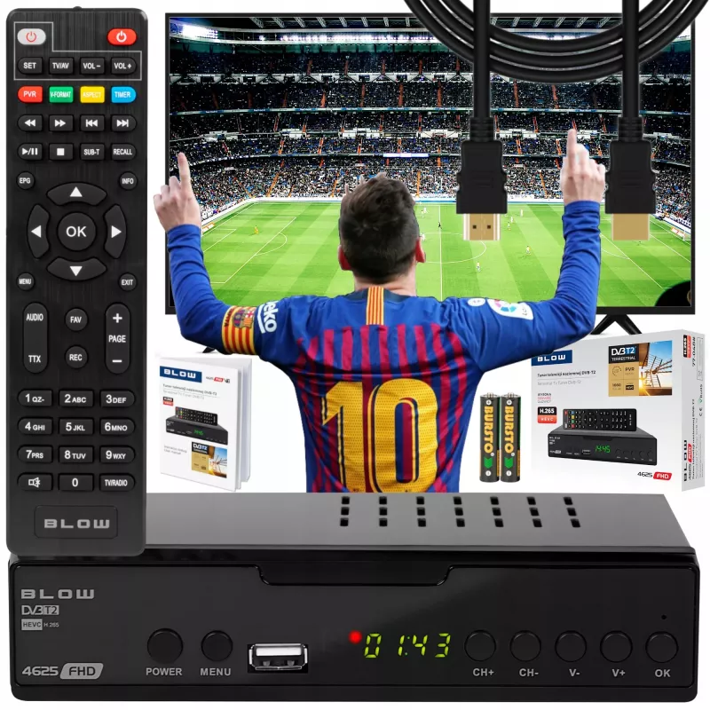Digitaler TV-Tuner BLOW 4625FHD DVB-T2 H.265 terrestrischer Receiver, HDMI, USB, SCART, Ethernet, S/PDIF