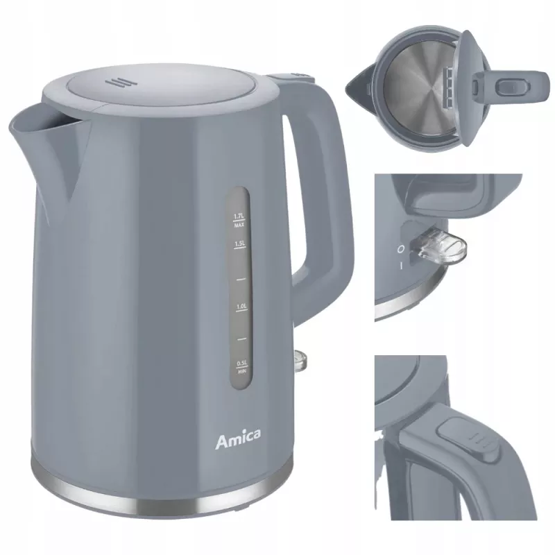 Wasserkocher Amica 1,7 l 2200 W Grau