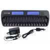 Batterieladegerät everActive NC-1600 — universelles DC-Ladegerät für Li-Ion, unterstützt 16 Zellen, kompatible Größen AA/AAA/C, schwarz, AC 100–240V 50–60Hz