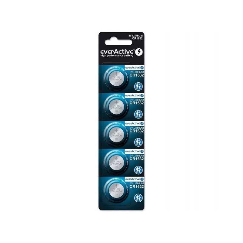 Batterie everActive CR1632 Lithium-Einweg-Knopfzelle 3 V — 5 Stück, 16 mm × 3,2 mm