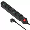 Power-Verlängerung MACLEAN MCE225 — 1.5 m Kabel, 6 Type F AC-Steckdosen, innen, schwarz