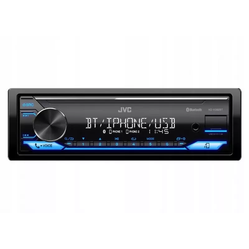 Autoradio JVC KDX-382BT mit Bluetooth und USB — Single DIN, AUX-Eingang, FM-Tuner