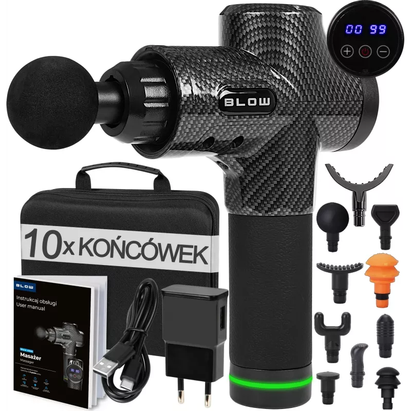 Tragbare Schlagmassagepistole BLOW Wave 4000 Modell 44-340# — 32 Intensitätsstufen, 2200 mAh Akku, USB-C