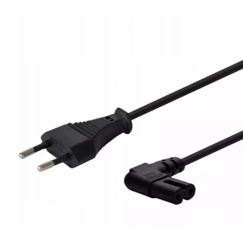 Netzkabel SAVIO CL-144, 3 m, gewinkelt 2-polig auf IEC Typ E Stecker, schwarz