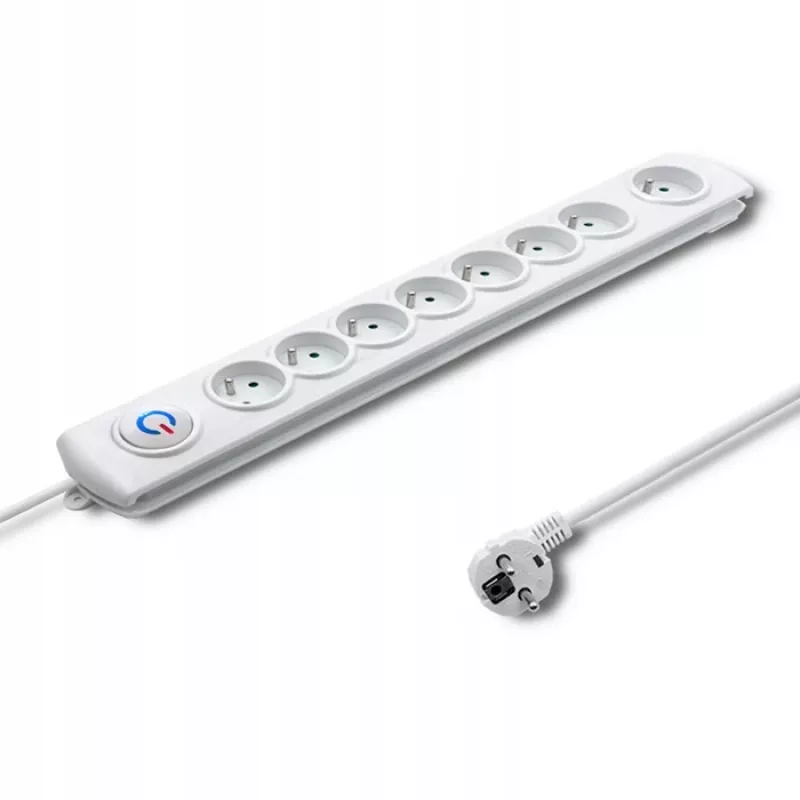 Überspannungsschutz Qoltec 50293 Weiß 8 AC-Steckdosen 230 V