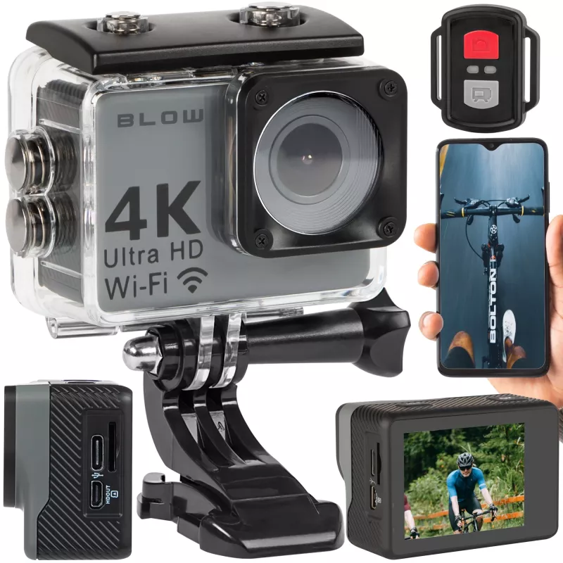 Action-Kamera BLOW 78-538 – 4K Ultra HD, 2-Zoll-Display, 170° Sichtfeld, Wi‑Fi, Bildstabilisator, microSD bis 64 GB