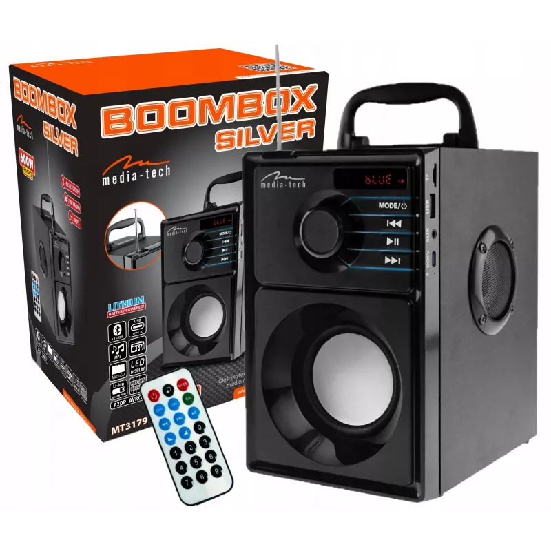 Tragbarer Lautsprecher MEDIA-TECH MT3179, 20 W (RMS 15 W), Bluetooth 5.1, FM, MicroSD, USB, AUX, Li-Ion, 6 h, Holzgehäuse