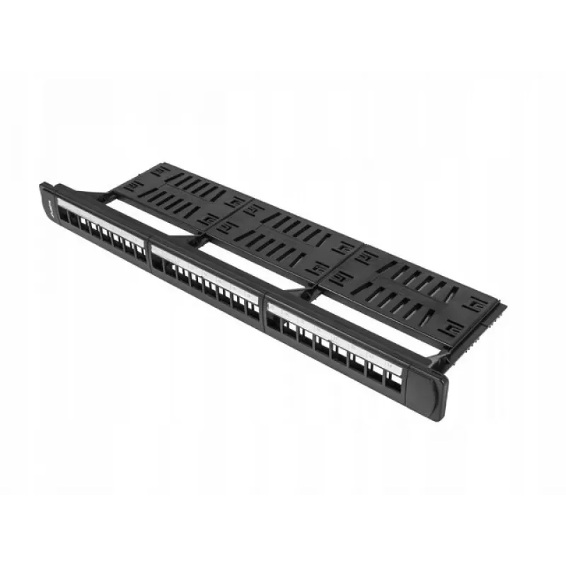 Patchpanel 1U LANBERG PPKS-1124-B, 24 Ports, 1U, ABS, schwarz, 482,6×44,5×154 mm